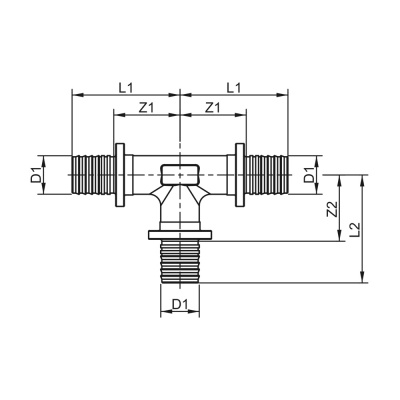 Тройник TECEflex 16x16x16, латунь