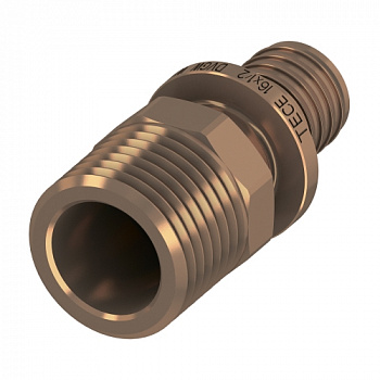 Соединение прямое с ниппелем TECEflex 20 x R 1/2", бронза